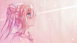 Preview wallpaper girl, glance, sad, tears, anime, art, pink