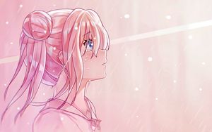 Preview wallpaper girl, glance, sad, tears, anime, art, pink