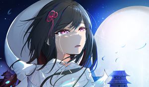 Preview wallpaper girl, glance, sad, tears, anime