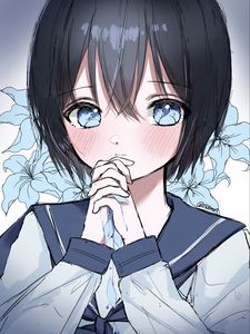 Preview wallpaper girl, glance, sailor suit, anime, art