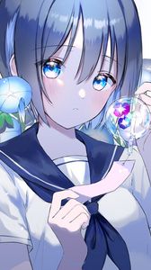 Preview wallpaper girl, glance, sailor suit, anime