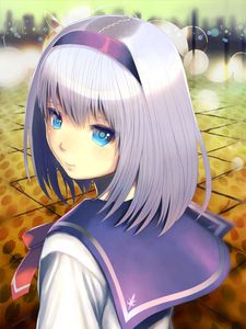 Preview wallpaper girl, glance, sailor suit, bokeh, anime