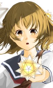 Preview wallpaper girl, glance, sailor suit, star, glow, anime
