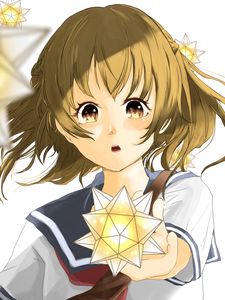 Preview wallpaper girl, glance, sailor suit, star, glow, anime