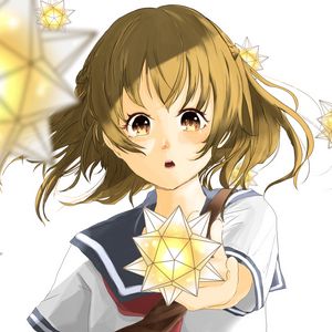 Preview wallpaper girl, glance, sailor suit, star, glow, anime