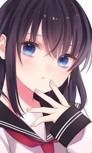 Preview wallpaper girl, glance, sailor suit, gesture, anime