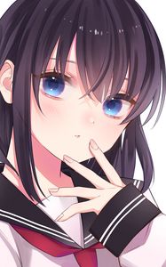 Preview wallpaper girl, glance, sailor suit, gesture, anime