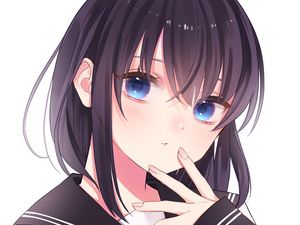 Preview wallpaper girl, glance, sailor suit, gesture, anime