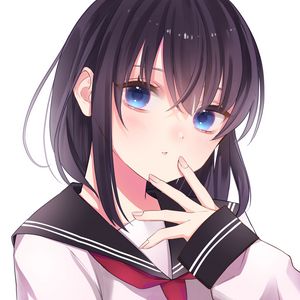 Preview wallpaper girl, glance, sailor suit, gesture, anime