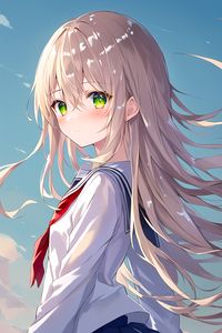 Preview wallpaper girl, glance, sailor suit, hair, anime