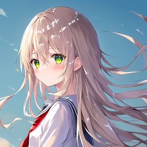 Preview wallpaper girl, glance, sailor suit, hair, anime