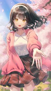 Preview wallpaper girl, glance, sakura, anime, art