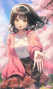 Preview wallpaper girl, glance, sakura, anime, art