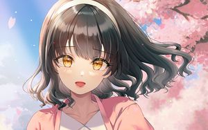 Preview wallpaper girl, glance, sakura, anime, art