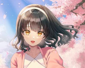 Preview wallpaper girl, glance, sakura, anime, art