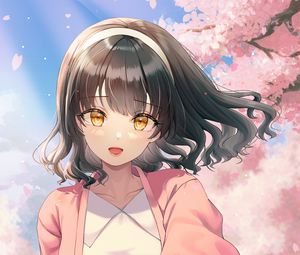 Preview wallpaper girl, glance, sakura, anime, art