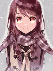 Preview wallpaper girl, glance, scarf, anime