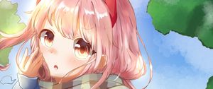 Preview wallpaper girl, glance, scarf, anime, art, cartoon