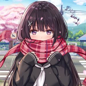 Preview wallpaper girl, glance, scarf, anime, art, cute