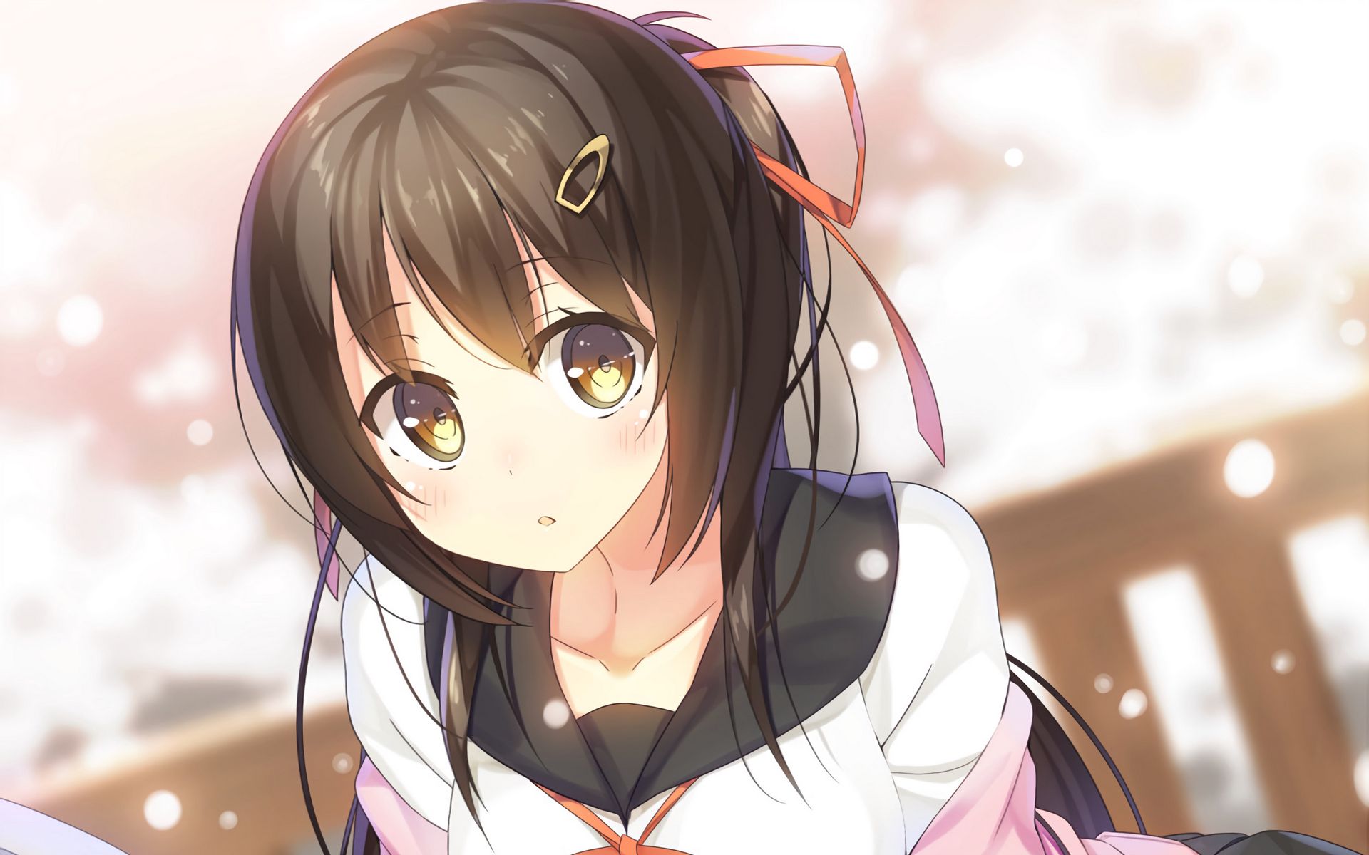 Download wallpaper 1920x1200 girl, glance, schoolgirl, snow, anime ...