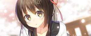 Preview wallpaper girl, glance, schoolgirl, snow, anime