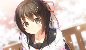 Preview wallpaper girl, glance, schoolgirl, snow, anime