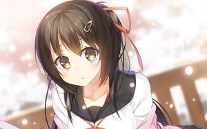 Preview wallpaper girl, glance, schoolgirl, snow, anime