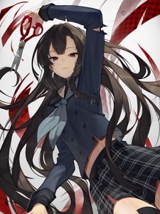 Preview wallpaper girl, glance, scissors, anime, art, cartoon