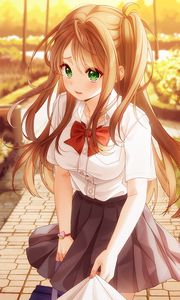 Preview wallpaper girl, glance, shape, cute, anime