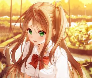 Preview wallpaper girl, glance, shape, cute, anime