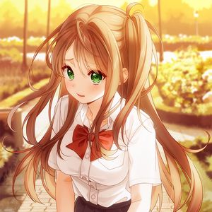 Preview wallpaper girl, glance, shape, cute, anime