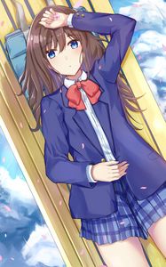 Preview wallpaper girl, glance, shape, petals, anime