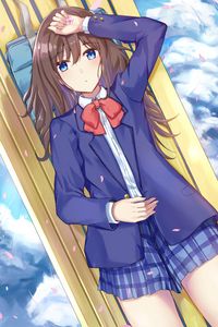 Preview wallpaper girl, glance, shape, petals, anime