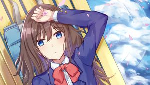 Preview wallpaper girl, glance, shape, petals, anime