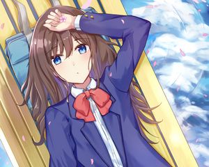 Preview wallpaper girl, glance, shape, petals, anime