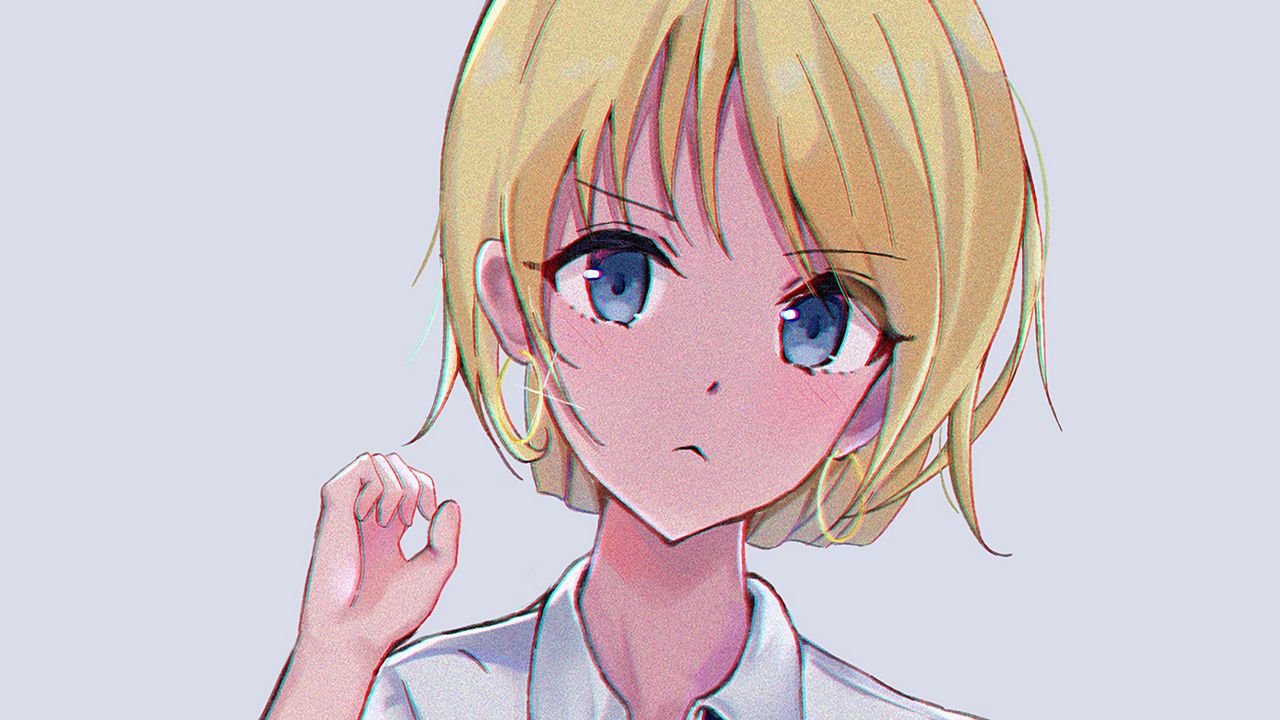 Wallpaper girl, glance, shirt, bow, anime
