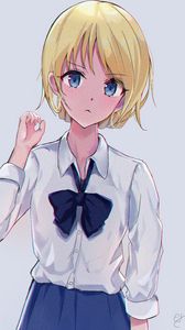 Preview wallpaper girl, glance, shirt, bow, anime