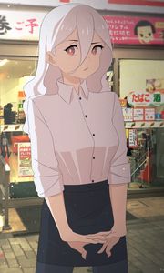 Preview wallpaper girl, glance, shirt, anime, pink