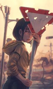 Preview wallpaper girl, glance, sign, anime