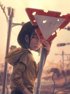 Preview wallpaper girl, glance, sign, anime