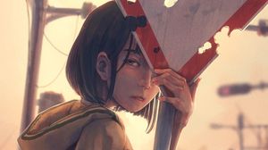 Preview wallpaper girl, glance, sign, anime