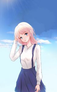 Preview wallpaper girl, glance, sky, anime, art, cartoon