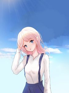 Preview wallpaper girl, glance, sky, anime, art, cartoon