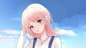 Preview wallpaper girl, glance, sky, anime, art, cartoon