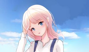 Preview wallpaper girl, glance, sky, anime, art, cartoon