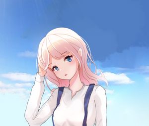 Preview wallpaper girl, glance, sky, anime, art, cartoon