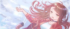Preview wallpaper girl, glance, sky, flight, anime