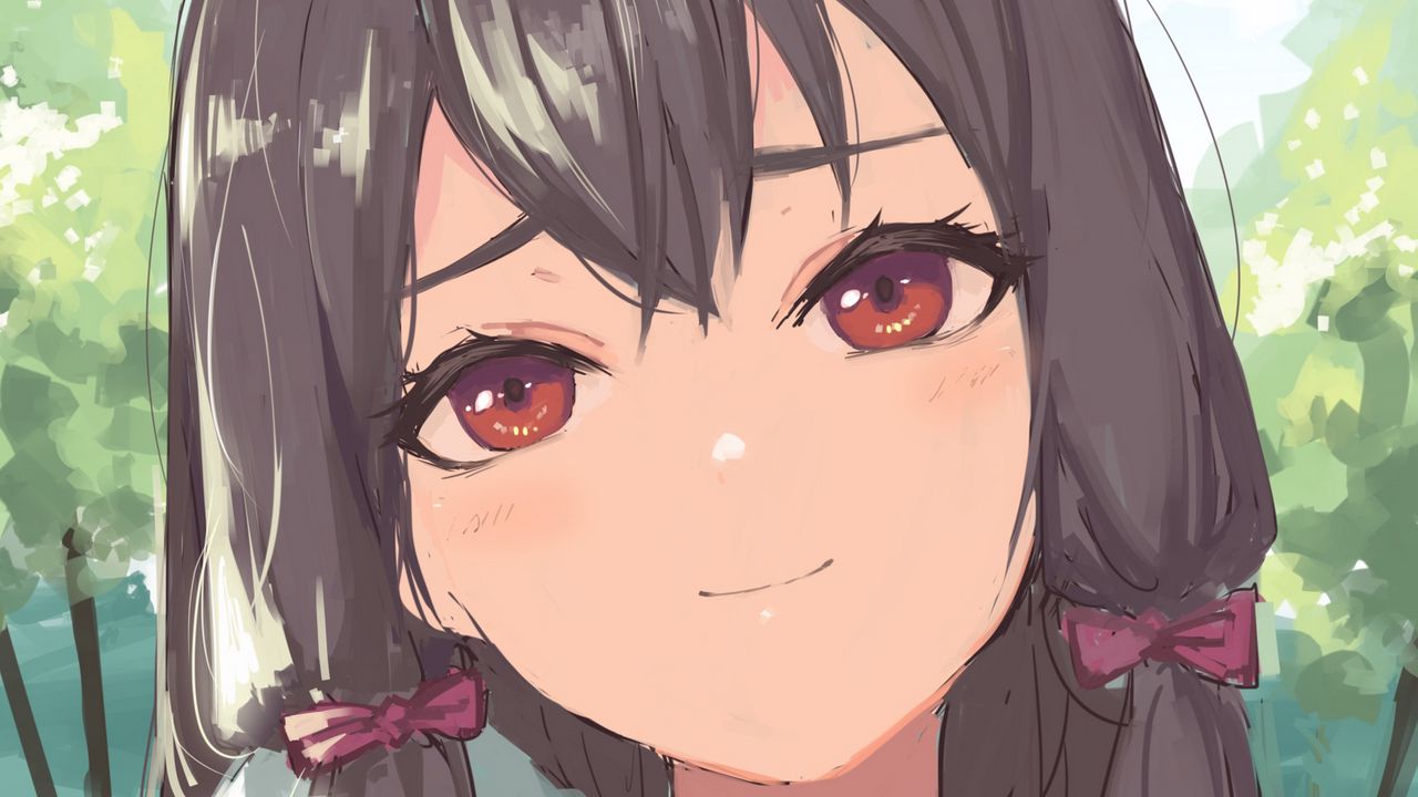 Wallpaper girl, glance, smile, anime, art