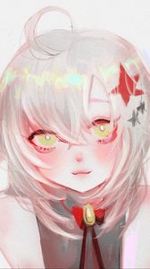 Preview wallpaper girl, glance, smile, anime, art, pink