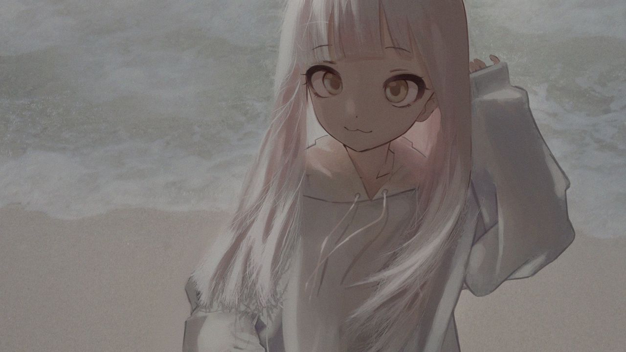 Wallpaper girl, glance, smile, cute, anime